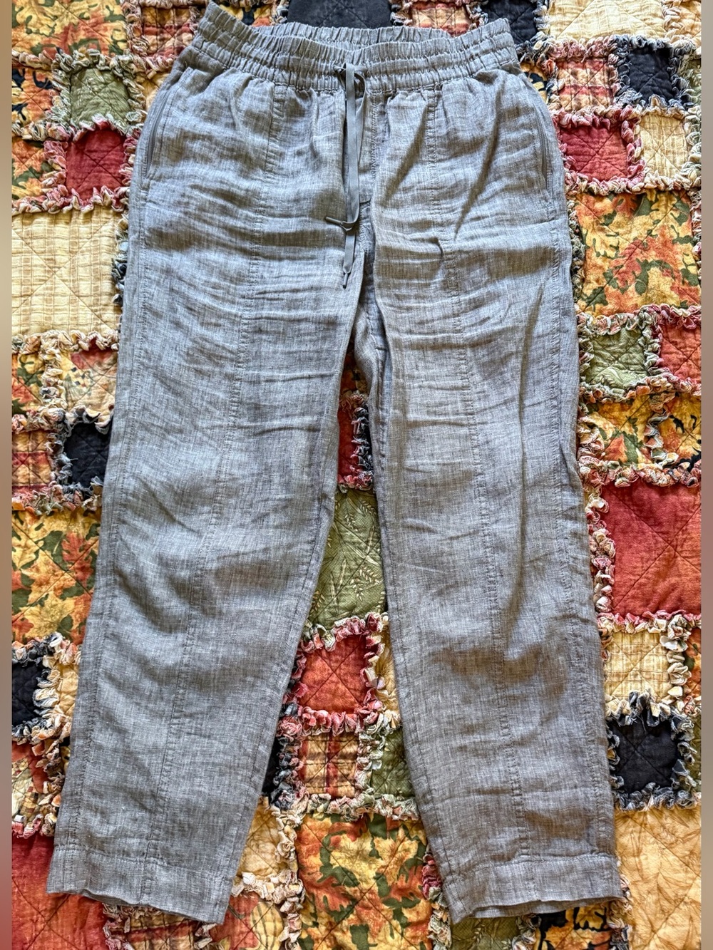 Athleta Light Brown Drawstring Linen-Blend Joggers